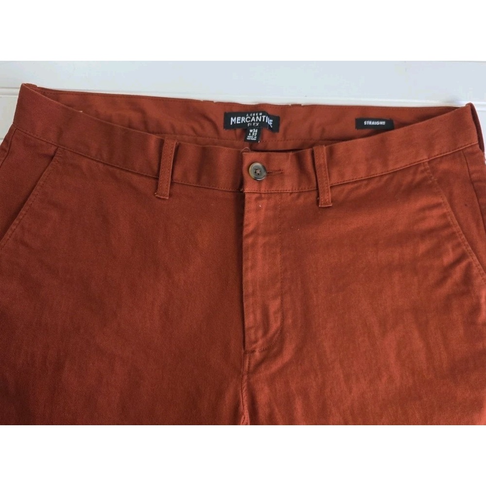 J Crew Mercantile Flex Men's Chino Pants RUST/ORANGE Preppy 34X32 Straight Fit